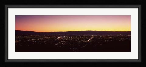Framed City lit up at dusk, Silicon Valley, San Jose, Santa Clara County, San Francisco Bay, California Print