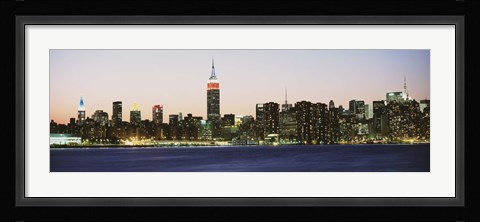 Framed New York City Skyline Lit Up at Night Print