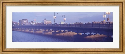 Framed Bridge across a river, Longfellow Bridge, Charles River, Boston, Suffolk County, Massachusetts, USA Print