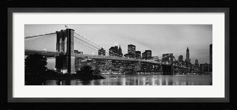 Framed Brooklyn Bridge Across the East River at Dusk Print