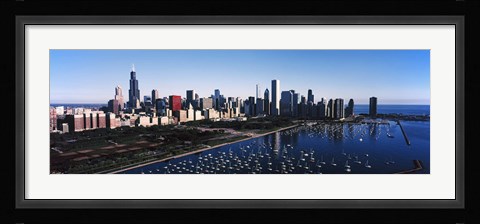Framed Skyscrapers at the waterfront, Chicago Harbor, Lake Michigan, Chicago, Cook County, Illinois, USA 2011 Print