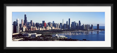 Framed Skyscrapers at the waterfront, Field Museum, Shedd Aquarium, Lake Michigan, Chicago, Cook County, Illinois, USA 2011 Print