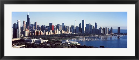 Framed Skyscrapers at the waterfront, Field Museum, Shedd Aquarium, Lake Michigan, Chicago, Cook County, Illinois, USA 2011 Print