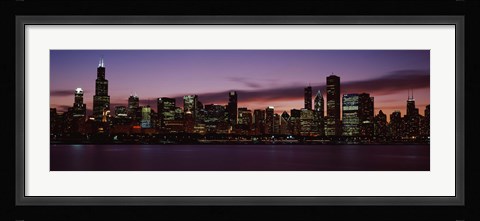 Framed Lake Michigan at Night, Chicago, Illinois, USA 2011 Print
