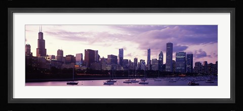 Framed Buildings at the Waterfront, Lake Michigan, Chicago (purple) Print