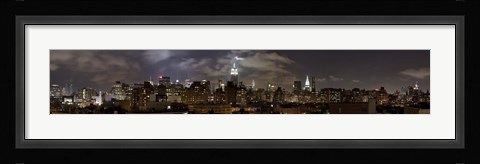 Framed Buildings lit up at night, Empire State Building, Manhattan, New York City, New York State, USA 2009 Print