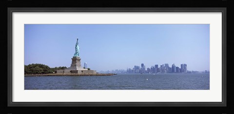 Framed Statue Of Liberty with Manhattan skyline in the background, Liberty Island, New York City, New York State, USA 2011 Print