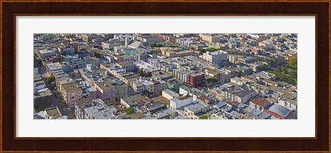 Framed Aerial view of colorful houses near Washington Square and Columbus Avenue, San Francisco, California, USA Print