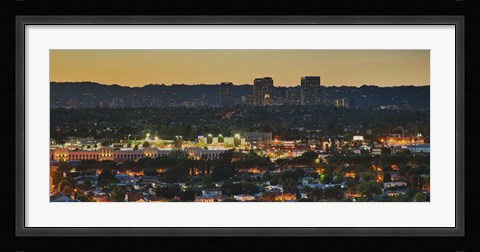 Framed Century City at dusk, Culver City, Los Angeles County, California Print