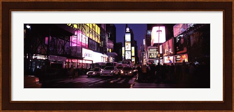 Framed Street scene at night, Times Square, Manhattan, New York City Print