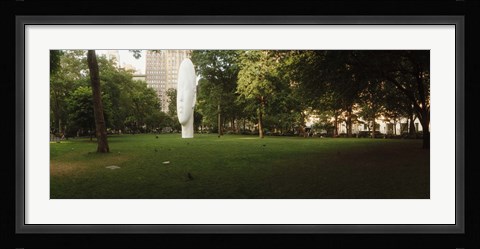 Framed Large head sculpture in a park, Madison Square Park, Madison Square, Manhattan, New York City, New York State, USA Print