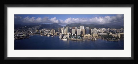 Framed Buildings at the waterfront, Honolulu, Hawaii, USA Print