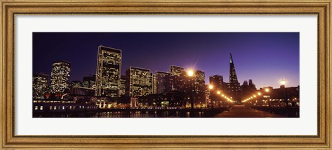 Framed Waterfront Buildings at Dusk, San Francisco, California Print