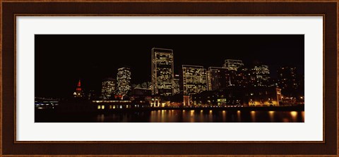 Framed Buildings at the waterfront lit up at night, San Francisco Print