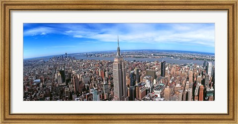 Framed Aerial view of New York City with empire state building, New York State Print