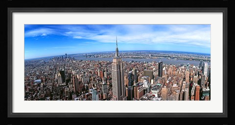 Framed Aerial view of New York City with empire state building, New York State Print