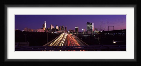 Framed Light streaks of vehicles on highway at dusk, Philadelphia, Pennsylvania, USA Print