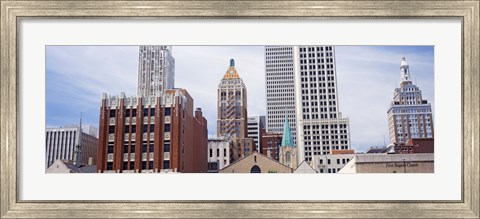 Framed Low angle view of downtown skyline, Tulsa, Oklahoma Print