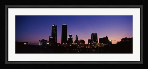 Framed Downtown Oklahoma City at Night Print