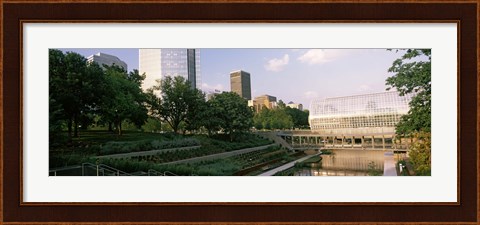 Framed Devon Tower and Crystal Bridge Tropical Conservatory, Oklahoma City, Oklahoma, USA Print
