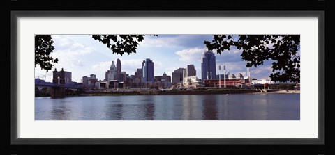 Framed City at the waterfront, Ohio River, Cincinnati, Hamilton County, Ohio Print