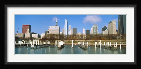 Framed Columbia Yacht Club with buildings in the background, Chicago, Cook County, Illinois, USA Print