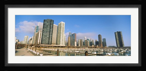 Framed Columbia Yacht Club with buildings in the background, Lake Point Tower, Chicago, Cook County, Illinois, USA Print