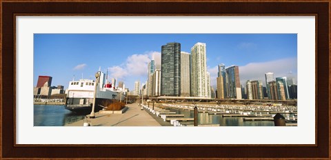 Framed Columbia Yacht Club with city skyline, Chicago, Cook County, Illinois, USA Print
