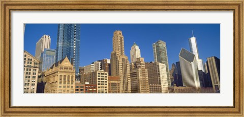 Framed Low angle view of city skyline, Michigan Avenue, Chicago, Cook County, Illinois, USA Print