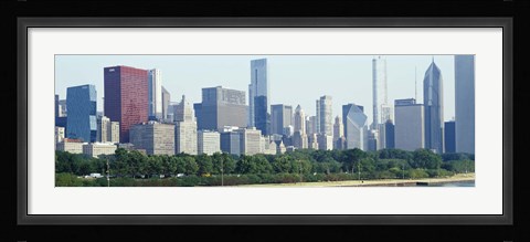 Framed City skyline with Lake Michigan and Lake Shore Drive in foreground, Chicago, Illinois, USA Print