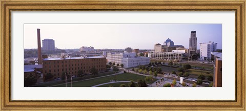 Framed High angle view of buildings in a city, Durham, Durham County, North Carolina, USA Print