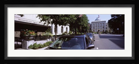 Framed Cars parked in front of Transportation Technology Center, Raleigh, Wake County, North Carolina, USA Print
