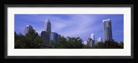 Framed Low angle view of skyscrapers in a city, Charlotte, Mecklenburg County, North Carolina, USA Print