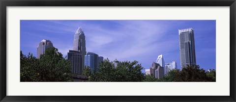 Framed Low angle view of skyscrapers in a city, Charlotte, Mecklenburg County, North Carolina, USA Print