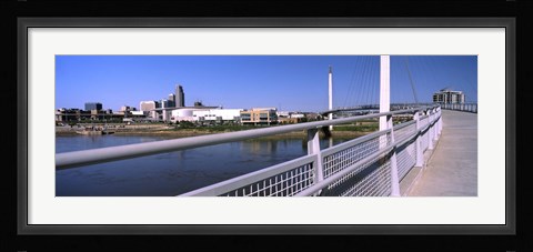 Framed Bridge across a river, Bob Kerrey Pedestrian Bridge, Missouri River, Omaha, Nebraska, USA Print