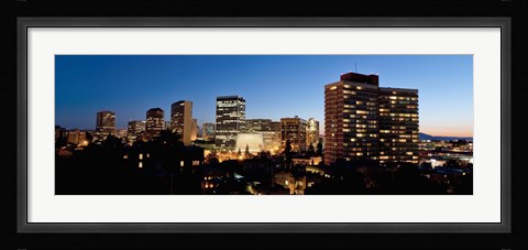 Framed Skyline at dusk, Oakland, California Print