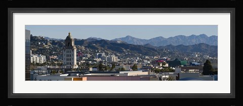 Framed High angle view of Beverly Hills, West Hollywood, Hollywood Hills, California Print