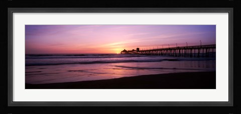 Framed Pier in the pacific ocean at dusk, San Diego, California Print