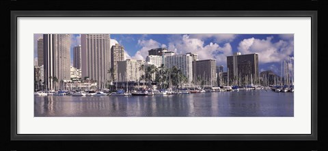 Framed Downtown Honolulu, Oahu, Hawaii, USA Print