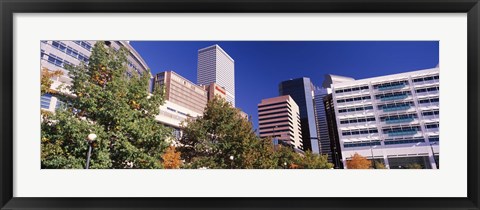 Framed Low angle view of buildings in a city, Sheraton Downtown Denver Hotel, Denver, Colorado, USA Print
