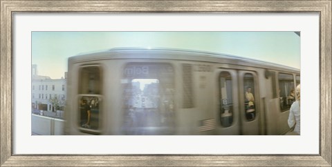 Framed Train entering into station platform, Chicago, Cook County, Illinois, USA Print