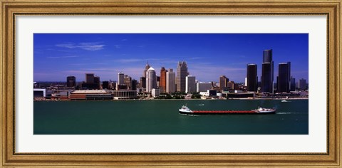 Framed Buildings at the waterfront, Detroit, Michigan Print