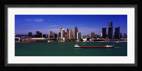 Framed Buildings at the waterfront, Detroit, Michigan Print