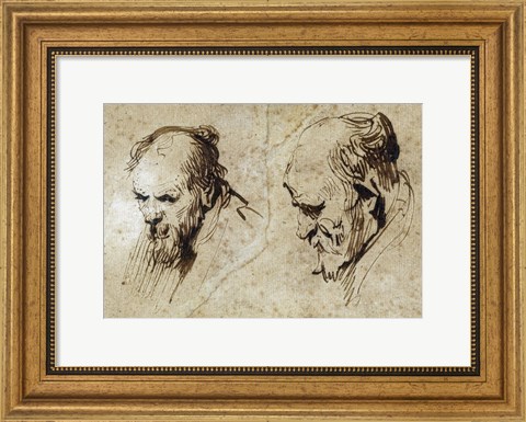 Framed Two Studies of the Head of an Old Man Print