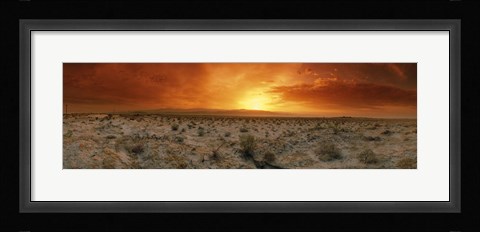 Framed Sunset over a desert, Palm Springs, California, USA Print
