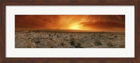 Framed Sunset over a desert, Palm Springs, California, USA Print