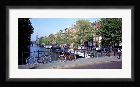 Framed Netherlands, Amsterdam, bicycles Print