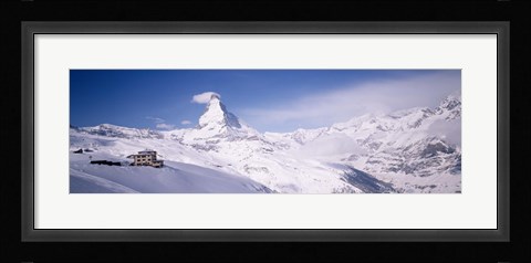 Framed Hotel on a polar landscape, Matterhorn, Zermatt, Switzerland Print