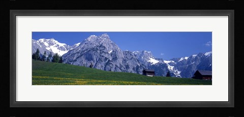 Framed Field Of Wildflowers With Majestic Mountain Backdrop, Karwendel Mountains, Austria Print
