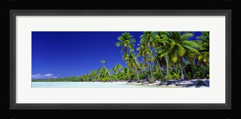 Framed Beach With Palm Trees, Bora Bora, Tahiti Print